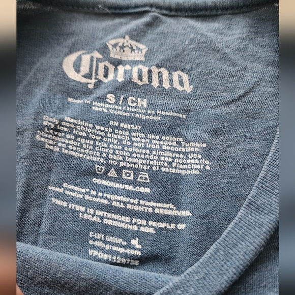 Corona Extra Graphic Tshirt Mens Size Small Nwot Faded Blue - Picture 4 of 6